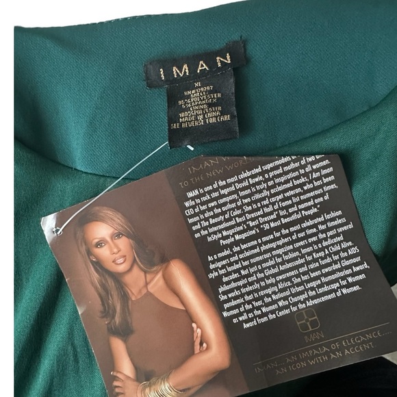 NWT IMAN Green Women's Cropped Jacket Blazer with Gold Zipper - Picture 2 of 6